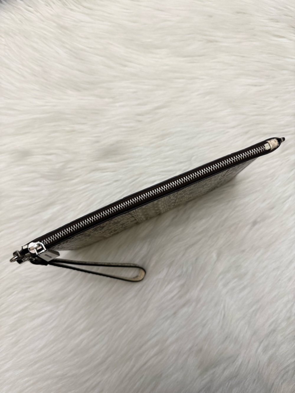 MICHAEL KORS - GENUINE GREY TAN SNAKE SKIN LEATHER SUEDE WRISTLET CLUTCH BAG - Picture 7 of 14